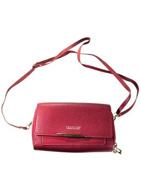 Endaycon Purse Red Crossbody Wallet Gold Accents Adjustable Strap Handbag
